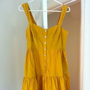 Madewell Sundress (Button front tiered Midi dress) - Size 6 in yellow